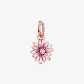 Pandora Charm-Anhänger: Gänseblümchen - Rosévergoldet, Emaille
